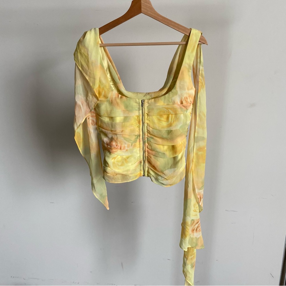 $243 NWT Yellow For Love And Lemons “Harper” Draped Corset Top Sz Medium - Picture 7 of 12
